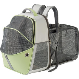 Рюкзак-переноска для тварин Galatée, розширюваний, для котів та маленьких собак (зелений)