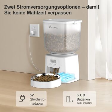 Автомат годування котів з камерою, розумний автомат для котів, 5л, 1-6 прийомів їжі, для котів та середніх тварин (з кнопками)