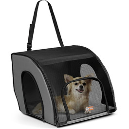 Переноска для домашніх тварин K&H PET Products, м'яка автосумка для котів і малих собак, сіра/чорна, 43,2×40,6×38,1 см