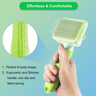 Щітка для собак та котів ACE2ACE, для довгої та короткої шерсті, біло-блакитна (зелена), видаляє шерсть одним натисканням