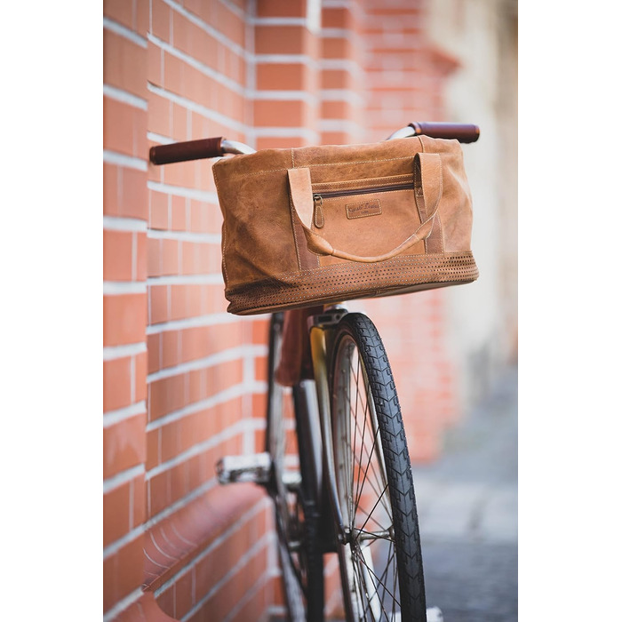 Лідковий кошик Gusti Egan з натуральної шкіри: знімний велосипедний кошик, сумка-мішок, кошик для пікніка, коричневий колір