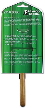 Набір для грумінгу Bamboo Groom Combo Brush I Подвійна щітка для тварин з коротким та середнім хутром I Щітка для собак та котів з закругленими щетинками та щетиною дикого кабана