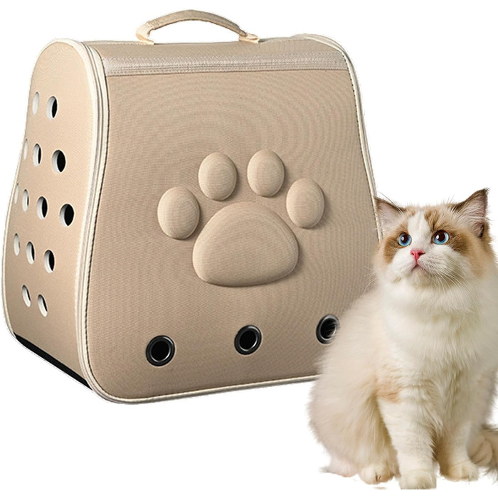 Сумка-переноска для тварин: дихаюча переноска для котів та собак | Легка, легко очищувана, міцна (Хакі)