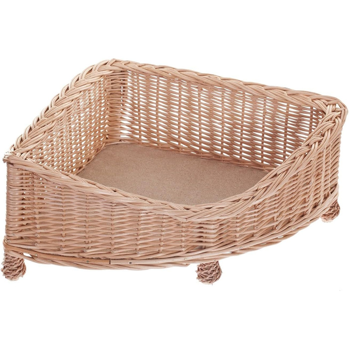 Лежанка для собак та котів з ротангу з м'яким матрацом, 53x53 см, H14/25