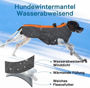Зимовий теплий дощовик для собак, водонепроникний, з регульованим коміром, для середніх собак, кокер спанієль, оранжево-сірий, розмір M