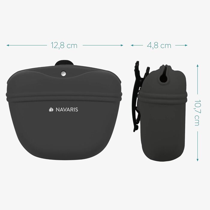 Набір з 2 Silikon Futterbeutel Navaris для собак - мішечки для ласощів, сухого та вологого корму (сірий & червоний)