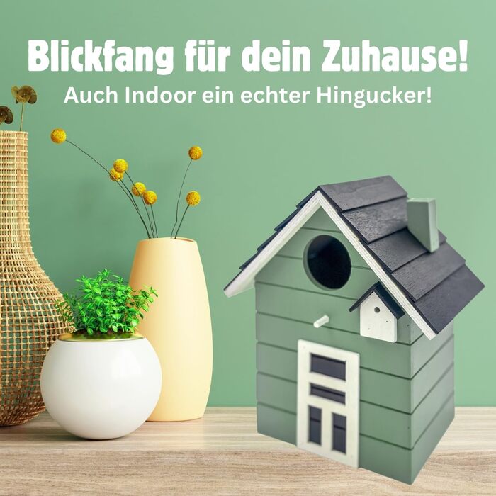 Пташник Vogelhaus Seaside No.64: для малих птахів (метелик, зяблик, щиглик), декор інтер'єру та вулиці, різні кольори (темний, салат)