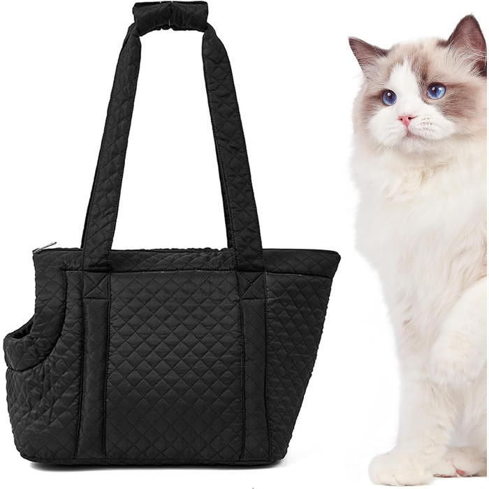 Транспортна сумка для котів та маленьких собак з бавовни | Легка переносна сумка для кошенят, цуценят (Чорний)