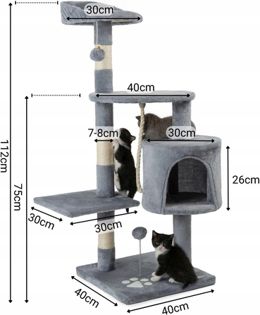 Високий когтеточка-комплекс із лежаком, стовп для дряпання 101-160 см