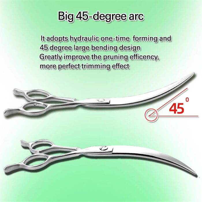 Професійна вигнута ножиця для собак 7.5 дюймів, з ергономічною ручкою, з нержавіючої сталі 440C, для грумінгу собак та котів