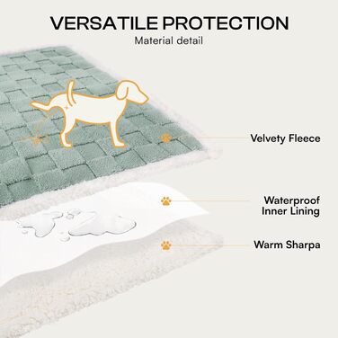 Водонепроникний килимок для собак Luciphia, великий розмір, Sherpa Fleece, двосторонній, захист ліжка та меблів, бежевий (м'ятно-зелений), X-Large (85x57 дюймів)
