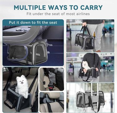 Транспортна сумка для собак та котів Petsfit, складана, сіра (S)