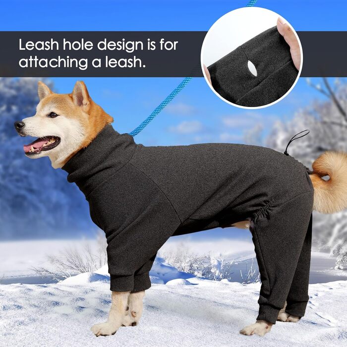 Флісовий теплий халат для собак, теплий зимовий одяг для великих собак, флісова куртка для собак з ніжками, халат для собак, одяг для собак, чихуахуа, бігль, теплий піжамний костюм для собак, темно-сірий