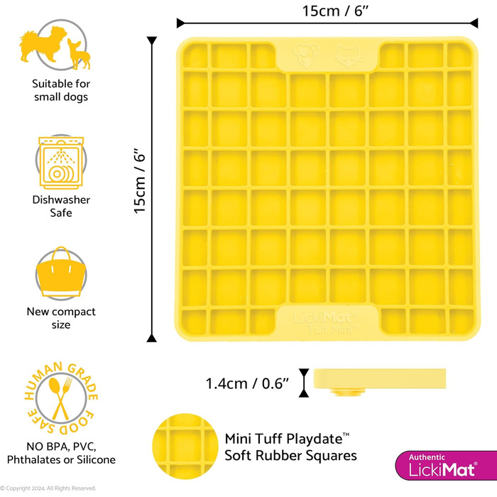 Килимок для собак LICKIMAT Mini Tuff: повільне годування, розвага та зняття стресу, рожевий (жовтий, Playdate)