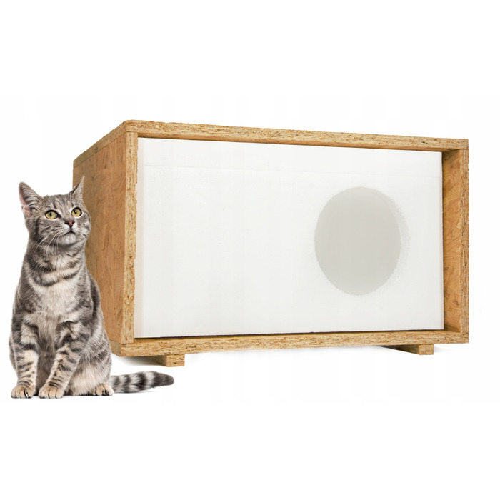 Будиночок для кота FloraZoo, білий, квадратний, 43 см x 41 см x 20 см