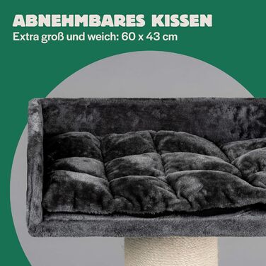 Дряпак для великих котів RHRQuality Maine Coon Lounge, 120 см, темно-сірий, товсті сизалеві стовпи 20 см