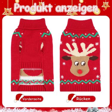 Пуловер для собак HYLYUN на Різдво: костюм з повідком, оленя та сніжинки. Класичний ролкраг для цуценят та собак середнього розміру