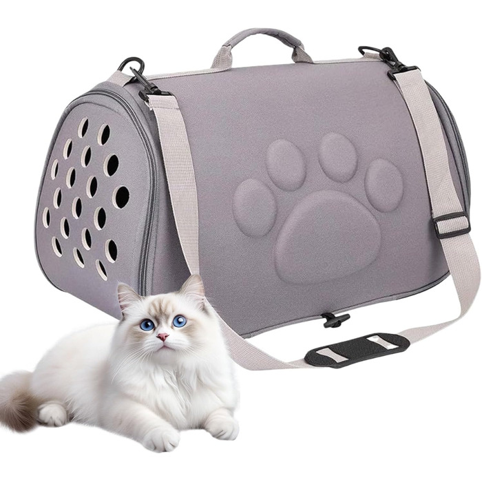 Транспортувальна сумка для котів та собак | Легка сумка-переноска для тварин з плечовим ремінцем | Для подорожей, прогулянок, ветеринара (Сірий, M)