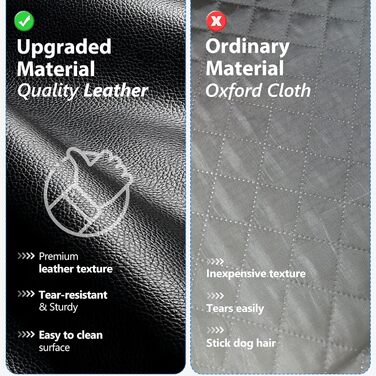 Захисний чохол на сидіння заднього ряду для собак XL, чорний, з PU-шкіри та жорсткою основою, для вантажівок та позашляховиків