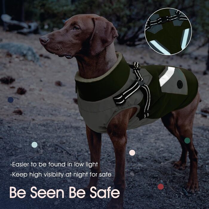 Зимовий теплий костюм для собак IECOii, XL, водовідштовхуючий, фліс, з блискавкою, для великих собак (Бігль, Кокер Спаніель, Бордер Коллі), армійний зелений