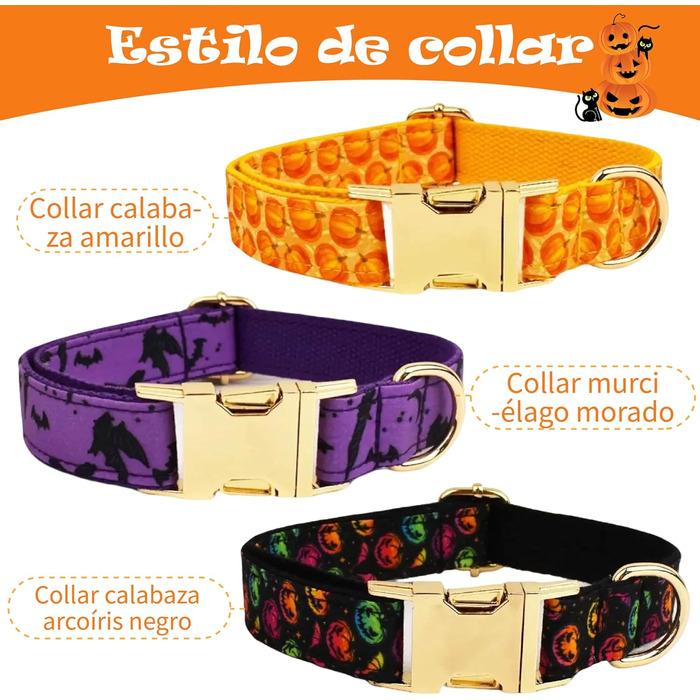 Персоналізоване собаче ошийник з металевою застібкою, двостороннє оксамитове ошийник з іменем та номером телефону, регульовані розміри для собак маленьких, середніх та великих порід (на Хелловін)