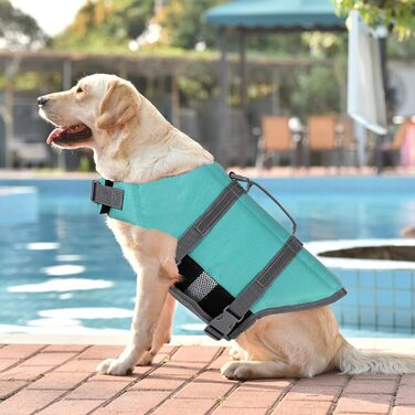Жилет для плавання собак Doglay, світловідбиваючий, регульований, для малих, середніх та великих собак (M, Синій)