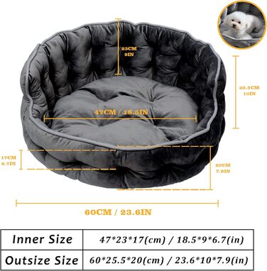 Кругле ліжко для собак та котів, чорне, 60 см, зручне та м'яке, з антиковзною основою, легко миється