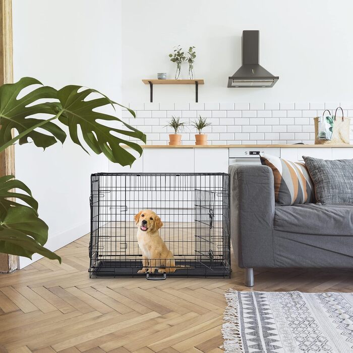 Клітка для собак Relaxdays: зручна переноска для дому та автомобіля, сталь, чорна (87x122x80 см)