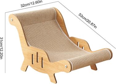 Крісло-лежанка для котів з сизалю, зручне крісло-подряпування, гамак для котів, кошик для пляжу, ліжко для котів, цуценят та дрібних тварин, 53x31x32 см