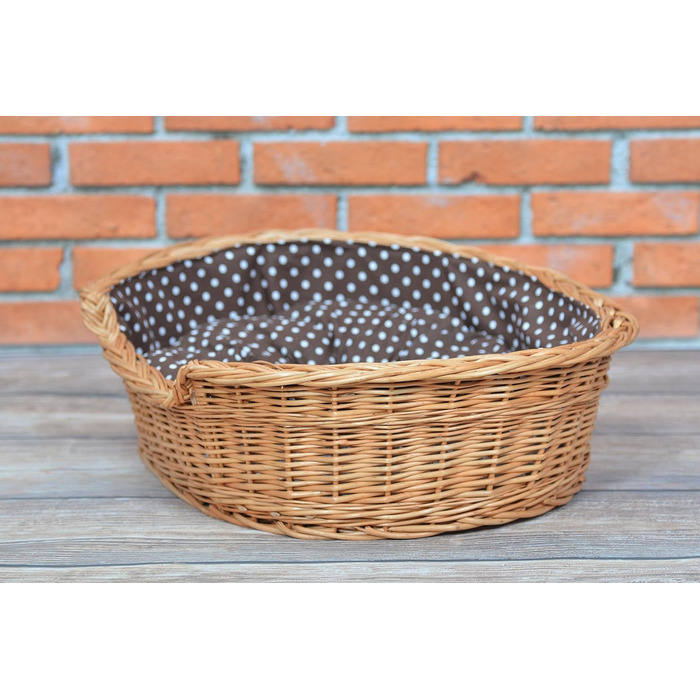 Корзина для собак та котів з плетеної лози e-wicker24, 75x75 см, з подушкою