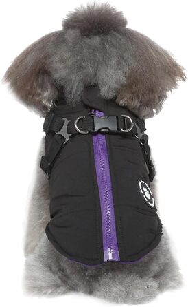 Теплий зимовий одяг для собак: куртка з пов'язкою, тепла жилетка, для цуценят, маленьких, середніх та великих собак (Чорний, M)