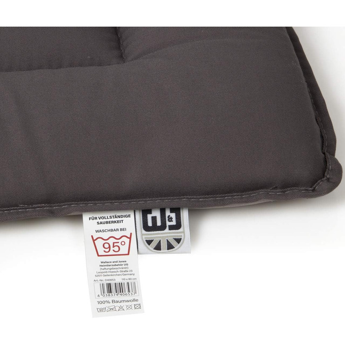 Підстилка для собак Wallace & Jones: м'яка, миється до 95°C, 75 x 55 см, сіра