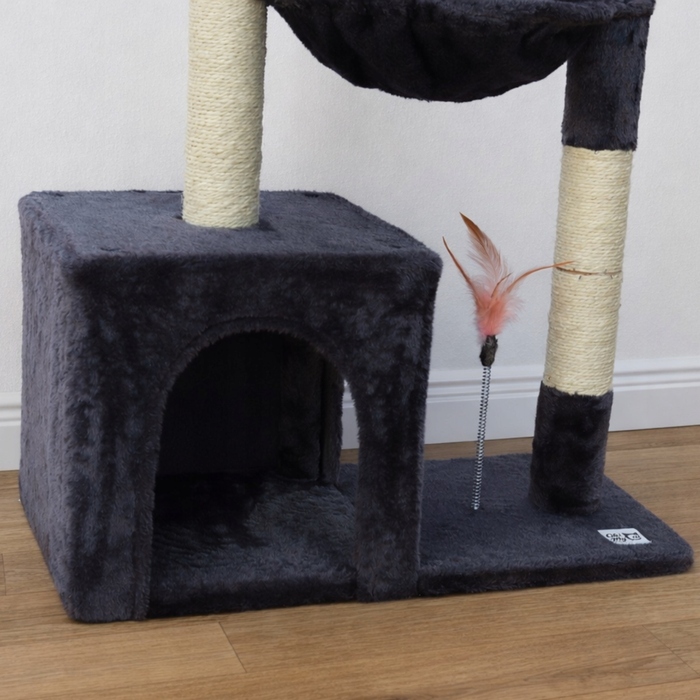 Когтеточка-комплекс для котів: ігрова вежа з будиночком та лежаком, сизаль, 86 см