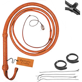 Кожаний бич для верхової їзди, 1,2-7,3 м, 16 пасем, шкіра кенгуру, коричневий, світло-коричневий, професійна преміум-якість, для ковбоїв та верхової їзди (3,6 м)