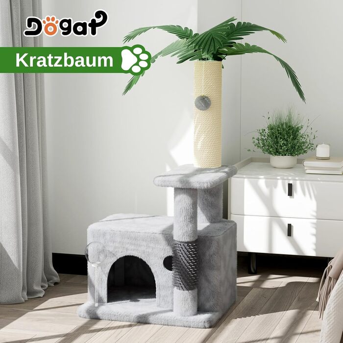 Кігтеточка Kratzbaum 90 см: кігтешкребок, будиночок та іграшки для котів (сірий)