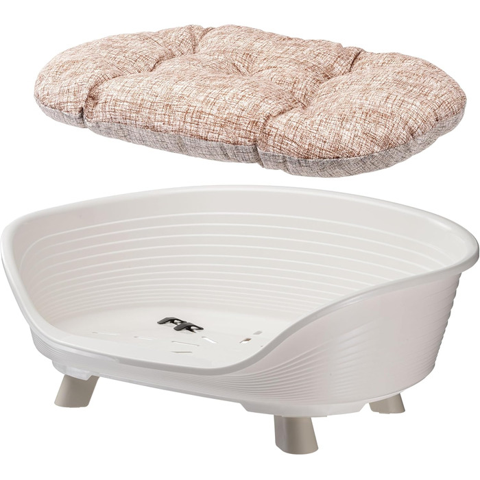 Підвищене ліжко для собак та котів Ferplast Throne з бавовняним матрацом, білий, 61,5 x 45 x 26 см