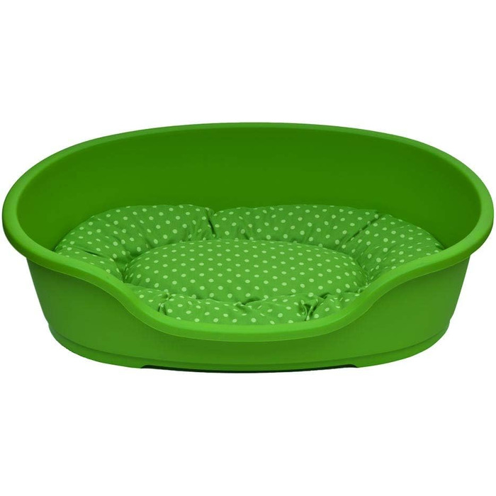 Корзина для собак Adena 71x48 см, зелена + подушка в горошок, зелена (92x61x26 см)