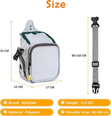 Сумка для ласощів для собак ALLSOPETS з інтегрованим диспенсером для відходів та кількома кишенями, біла