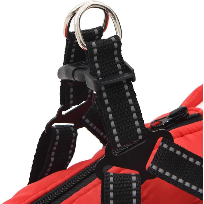 Водонепроникний теплий дощовик для собак з шлейкою, дощовик для собак, тепла куртка для цуценят, червоний (l28)