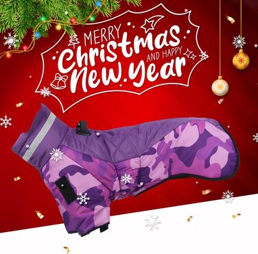 Зимовий одяг для собак: теплий водонепроникний зимовий куртка-комбінезон для середніх та великих собак (Lila, 3XL)