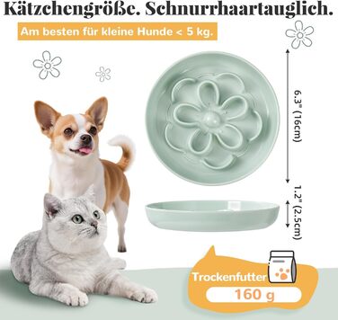 Набір мисок протиковтання для котів та маленьких собак 3 шт. - Миски з лабіринтною конструкцією, зелені, блакитні, рожеві