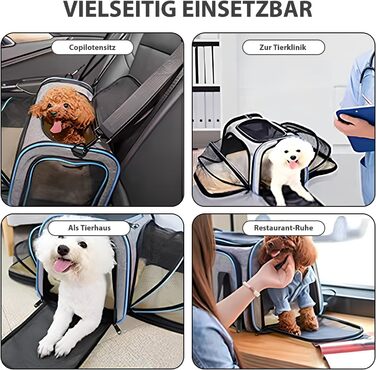 Транспортна переноска для котів та собак, розкладна, з м'якою підстилкою, розширювана (для 2 котів/собак/щенят)