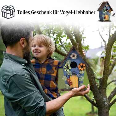 Дерев'яний будиночок для птахів JAZUIHA - годівниця для диких птахів, садовий декор, 40 мм отвір