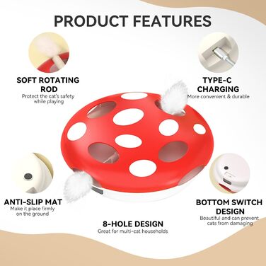 Інтерактивна іграшка для котів Namsan з інфрачервоним сенсором, USB-C зарядка, тиха, електрична - зелений (червоний)