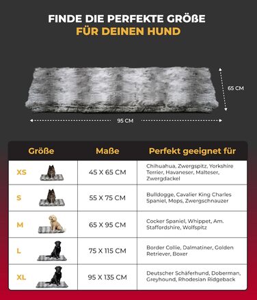 Килимок для собак HS-Hundebett® з підкладкою та антиковзаючою основою XS (45x65 см) – м'який та пральний – затишна ковдра для собак – Made in DE (Shadow, 65x95 см)