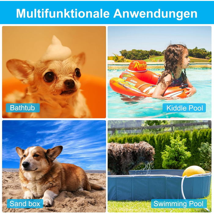 Басейн для собак та котів Demigreat, 100 x 30 см з клапаном зливу, портативний, зносостійкий