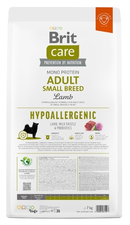 Корм для собак BRIT Care Hypoallergenic Adult Small Breed Ягнятина, 7 кг