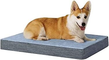 Ортопедичне лежанка для собак з гелевим шаром та пам'яті ефекту, водовідштовхувальне, для великих та малих собак, знімний чохол, блакитний (L)