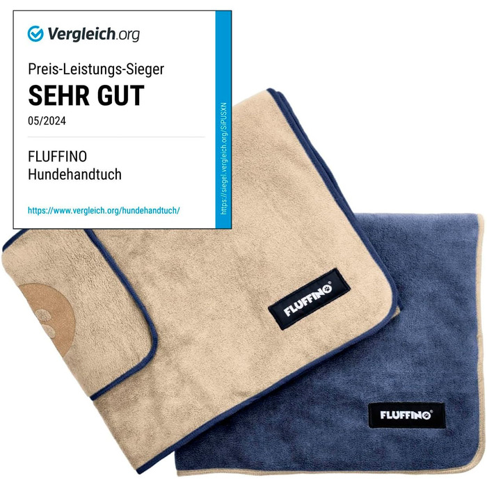 Набір рушників для собак 2 шт. - 90x50 см та 120x70 см - швидковисихаючі мікрофібровий рушник для собак, сірий та зелений (блакитний та бежевий), швидковисихаючі, добре вбирають, для маленьких та середніх собак