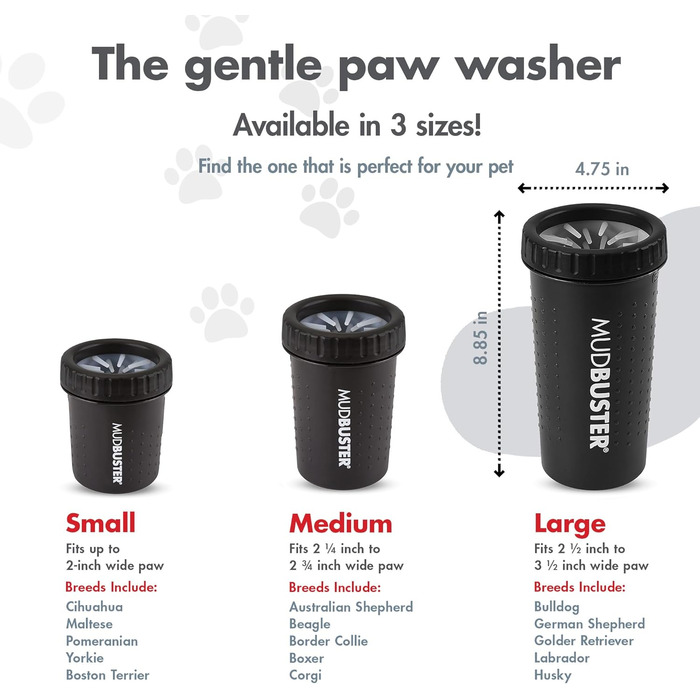 Dexas MudBuster: портативний очищувач лап для собак, чорний, розмір M